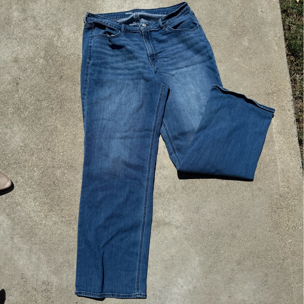 Old Navy Wow Wide-Leg Jeans Women’s 18 Long Medium Wash Stretch Denim